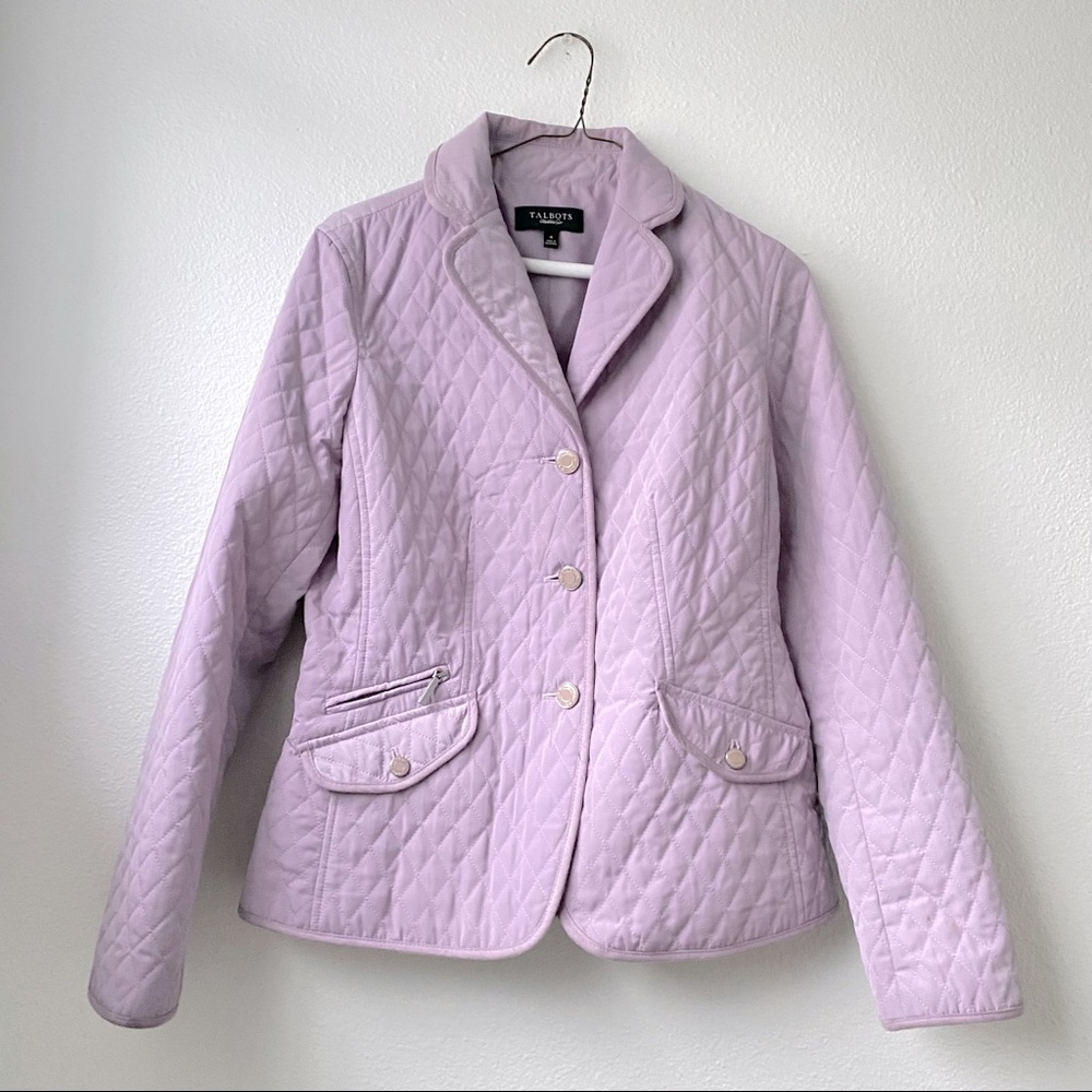 052. Talbots Lavender Quilted Button Jacket - image 1